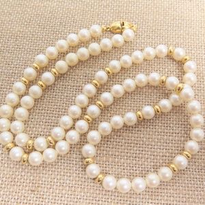Vintage Monet Faux Pearl Gold Plated Bead Necklace